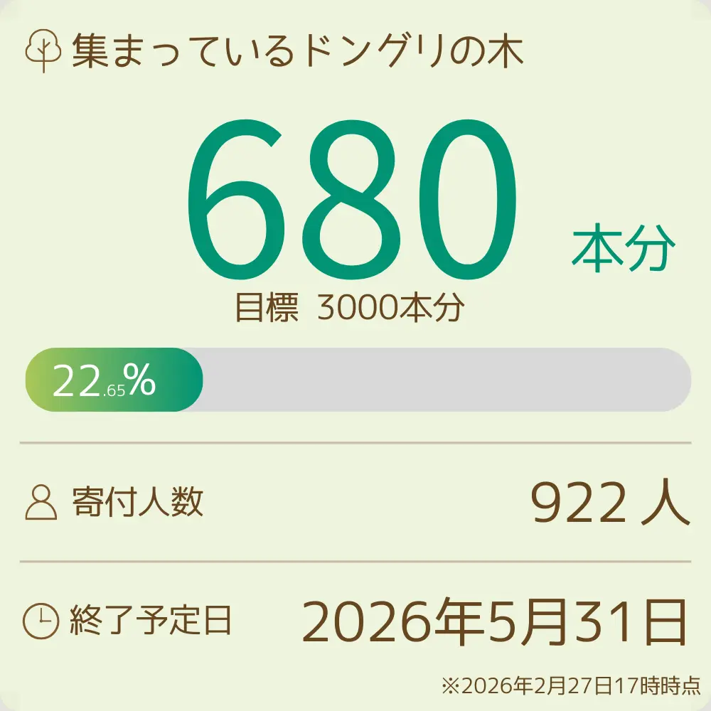 きょんきょんさんドングリの木植林プロジェクト進捗状況
