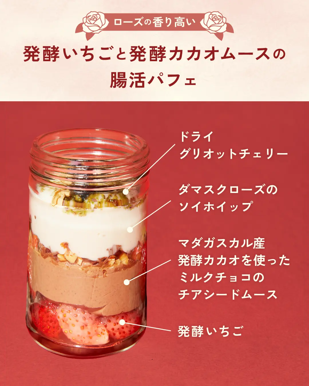 【期間限定】発酵いちごと発酵カカオムースの腸活フルーツパフェ